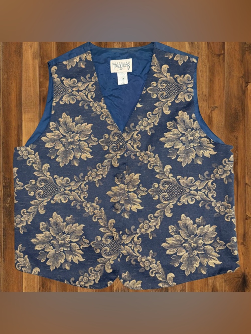 Vintage 90s Tapestry Floral Vest XL Baroque Dark Academia Cottagecore - Picture 2 of 6